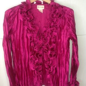 Vintage Pink Ruffle Blouse Toffee Apple Mini Pleat